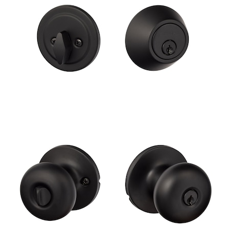 Sure-Loc Hardware Sure-Loc Hardware Durango Entry Knobset with KA Deadbolt, Flat Black DU107/DB201 FBL